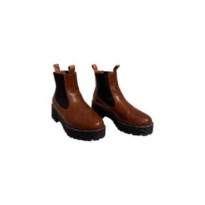 French Connection Brown Ankle Boots with Black Accents